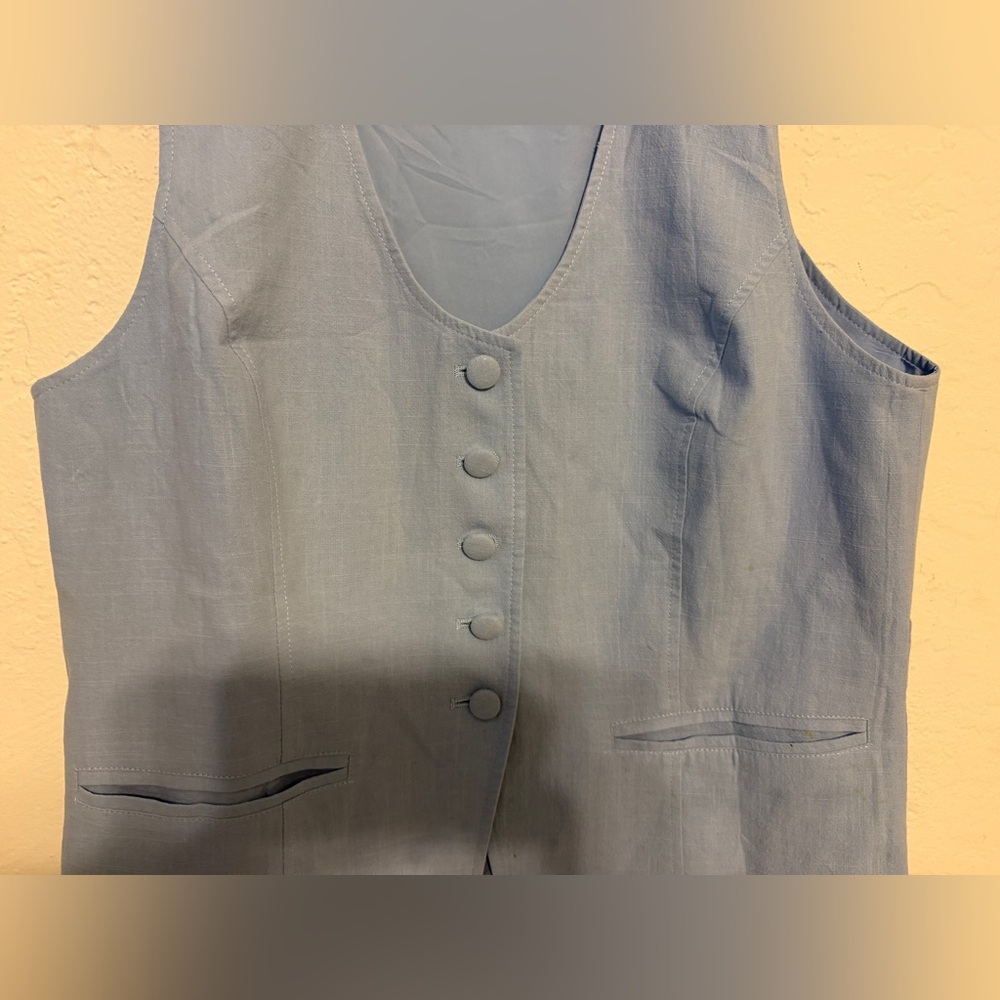 Light Blue Button-Up Vest - Picture 2 of 4